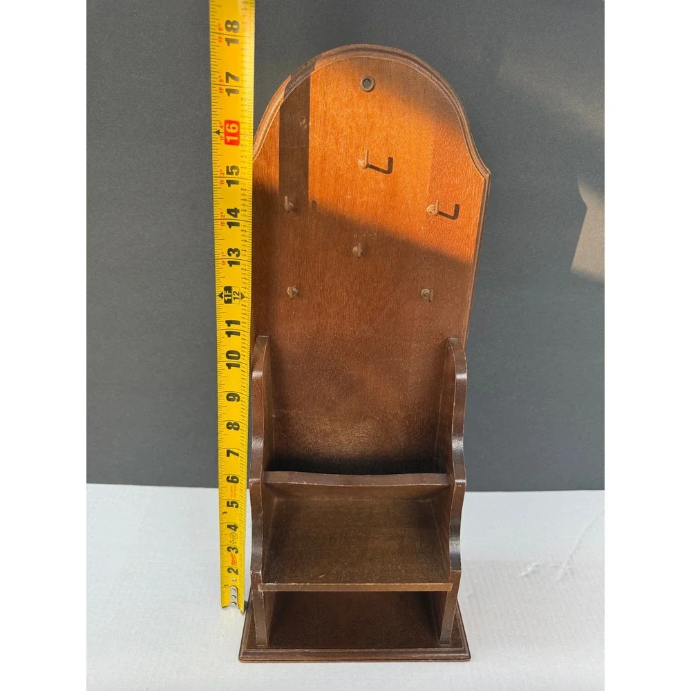 Vintage Woodcrest by Styson Wood Wall Mail Organizer Key Rack Holder Japan 18in